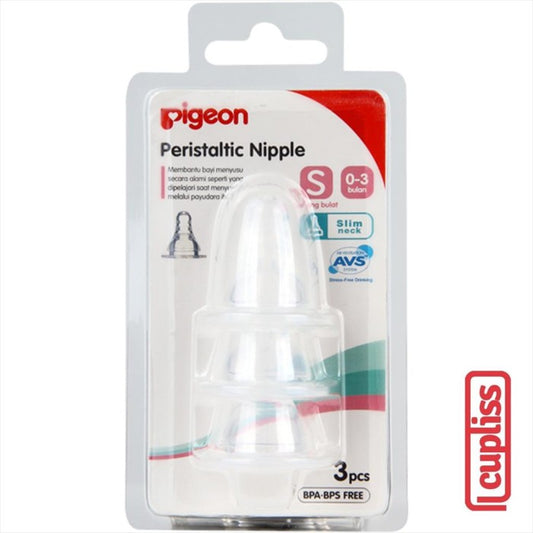PIGEON Peristaltic Nipple Slim Neck S 3pcs Blister Dot Bayi