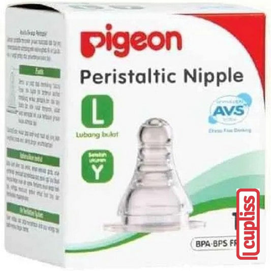 PIGEON Peristaltic Nipple Size L Slim Neck 1pcs Box Dot Bayi