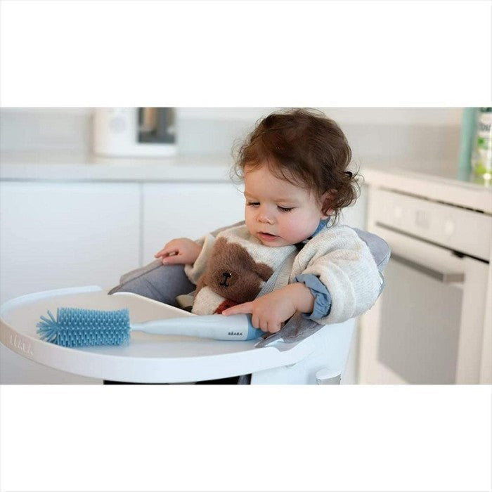BEABA Silicone Bottle Brush 2in1 Blue Sikat Botol