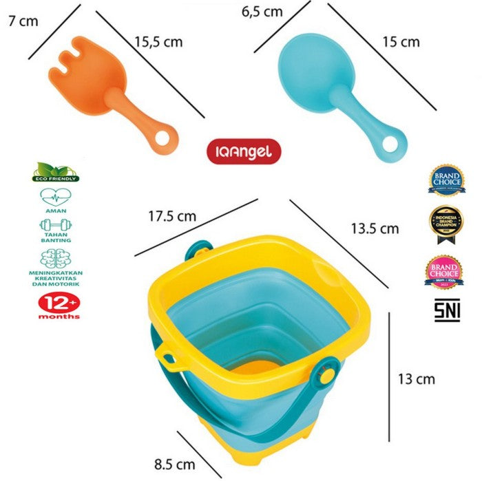 IQANGEL Foldaway Beach Bucket Set IQ0261 Mainan Ember Cetakan Pasir Anak IQ Angel