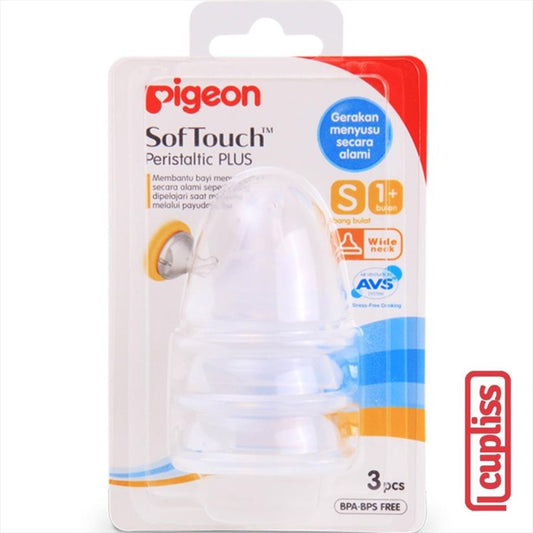 PIGEON Peristaltic Nipple Plus Wide Neck S 3pcs Blister Dot Bayi