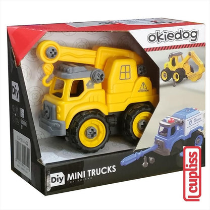 Okiedog Diy Mini Trucks Crane Yellow Mainan Bongkar Pasang Anak