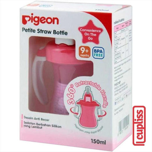 PIGEON Petite Straw Bottle 150ml Pink Cangkir Botol Minum 150 ml