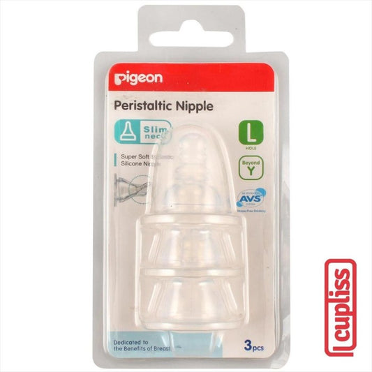 PIGEON Peristaltic Nipple Slim Neck L 3pcs Blister Dot Bayi