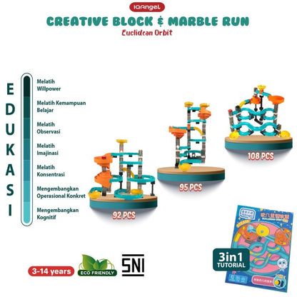 IQANGEL Creative Block & Marble Run Toys Euclidean Orbit IQ1020 Mainan Susun Balok IQ Angel