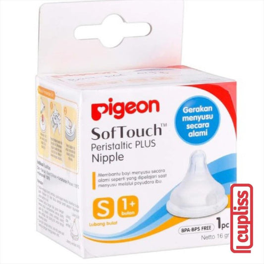 PIGEON Peristaltic Nipple PLUS Size S Wide Neck 1pcs Box Dot Bayi