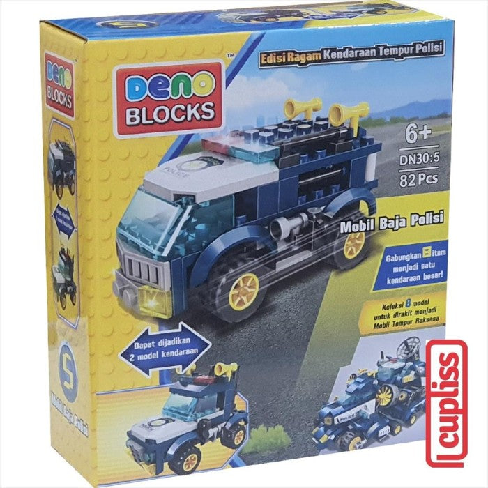 DENO DN30 Blocks Mobil Baja Polisi 8 Assortements Mainan Anak