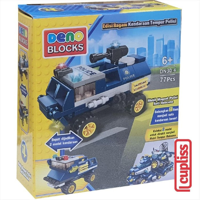 DENO DN30 Blocks Mobil Magnet Polisi 8 Assortements Mainan Anak