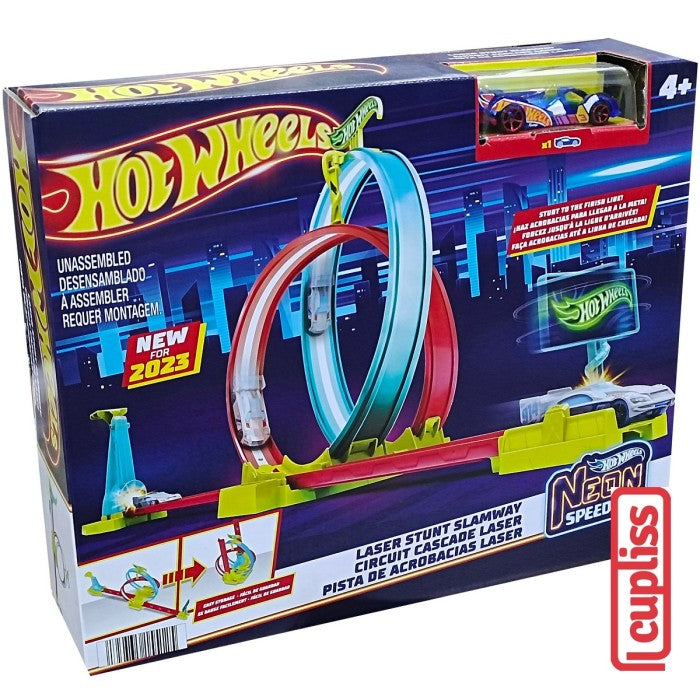 Mattel Hot Wheels HPC05 Neon Speeders Laser Stunt Slumway Track Set