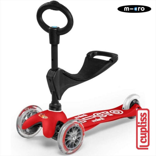 Micro Mini 3in1 Deluxe Scooter Red Dlx Skuter