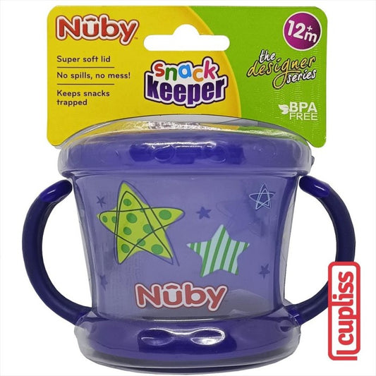 NUBY 1Pk Snack Keeper Print 250ml Blue 250 ml