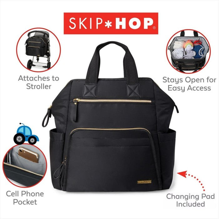 Skip Hop Main Frame Wide Backpack Diaper Black Tas Popok Bayi