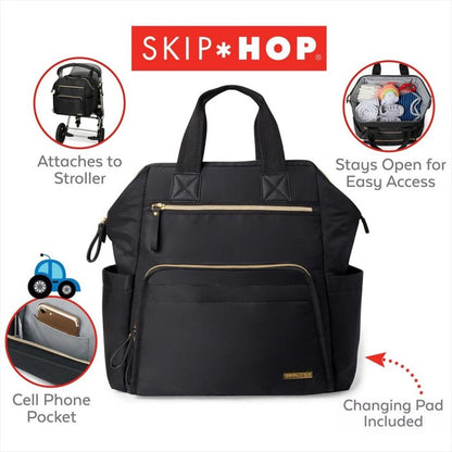 Skip Hop Main Frame Wide Backpack Diaper Black Tas Popok Bayi
