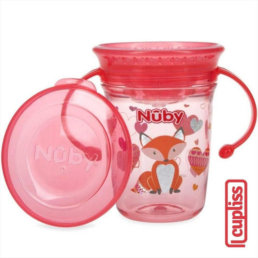 NUBY 126323 240 ml Wonder Cup Tritan Glitter Pink Fox Botol