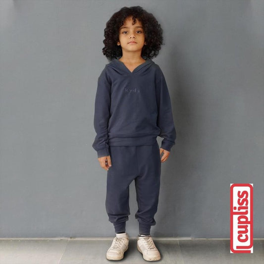 Kyds Jersey Hoodie Set Dark Denim Setelan Hoodie Anak