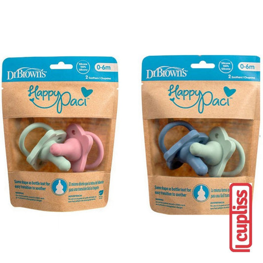 Dr Brown HappyPaci Silicone Pacifier  2pcs Dot Newborn