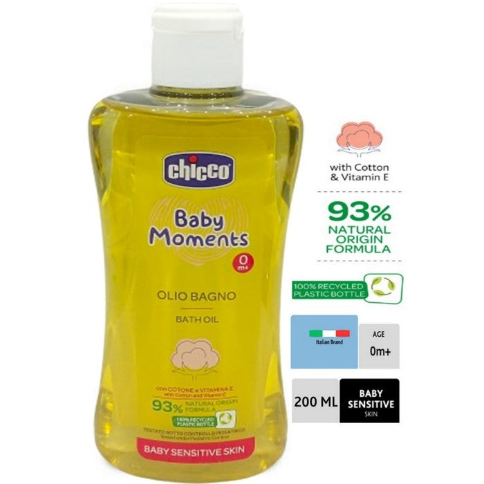 CHICCO Baby Moments Bath Oil for Sensitive Skin 200ml Minyak Mandi Bayi 200 ml 10240