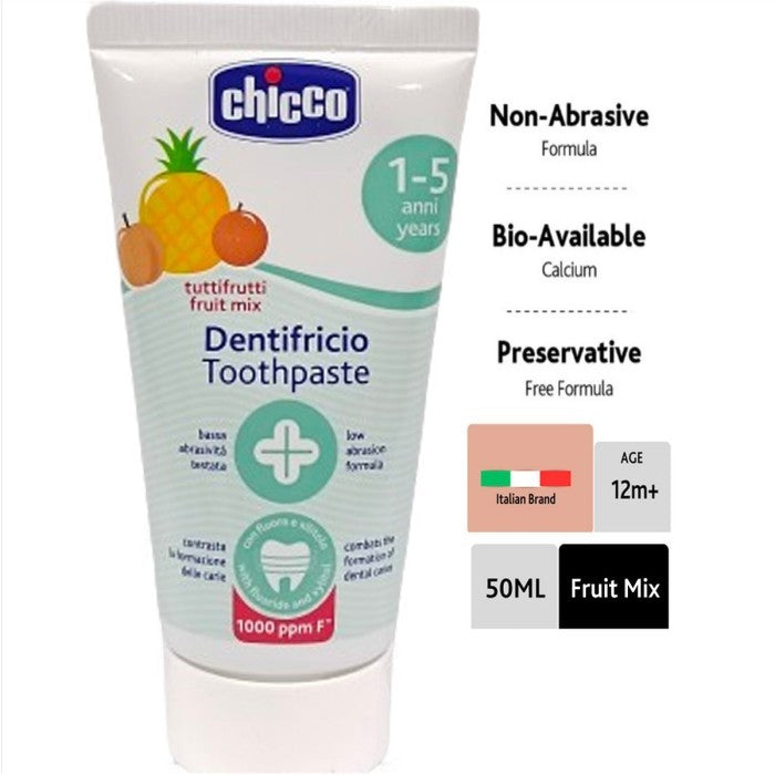 CHICCO Toothpaste With Fluoride 50ml Pasta Gigi Fruit Mix Odol Campuran Buah 50 ml 10608