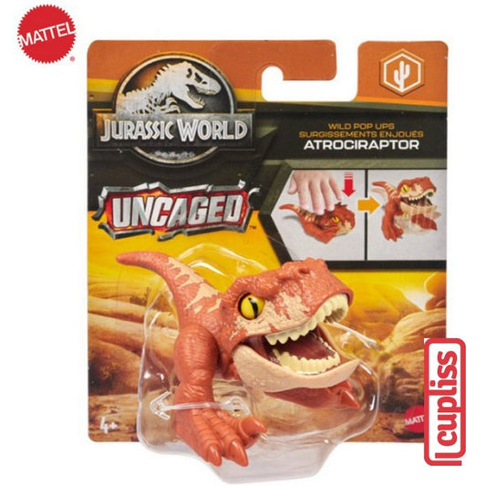 Mattel Jurassic World HLN73 Uncaged Wild Pop Ups Atrociraptor Orange Toys HFR10