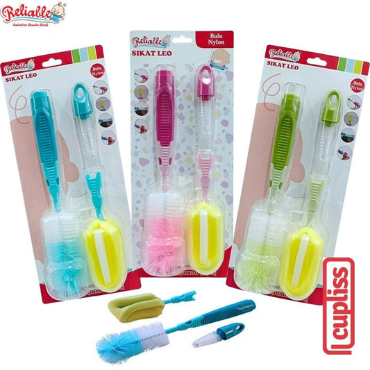 Reliable 3in1 Bottle Nipple Brush Sikat Botol Dot Lurus Set Busa Leo 7806