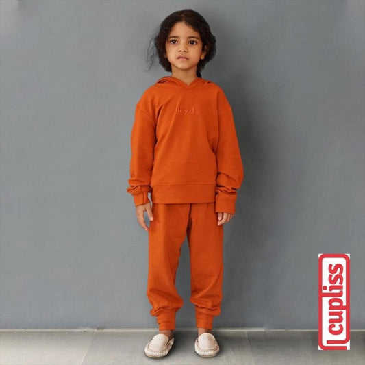 Kyds Jersey Hoodie Set Pumpkin Orange Setelan Hoodie Anak