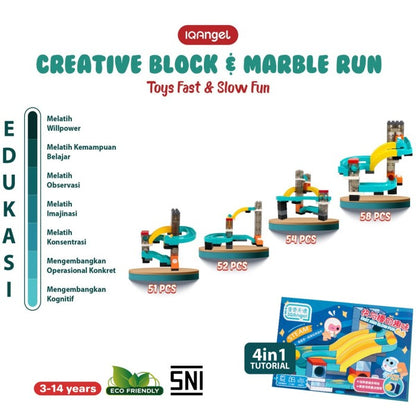 IQANGEL Creative Block & Marble Run Toys Fast & Slow Fun IQ1023 Mainan Susun Balok IQ Angel