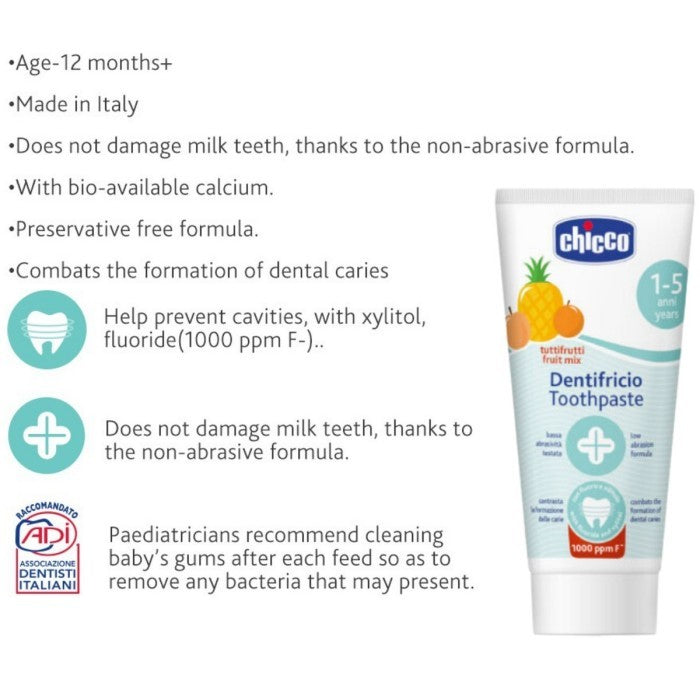 CHICCO Toothpaste With Fluoride 50ml Pasta Gigi Fruit Mix Odol Campuran Buah 50 ml 10608