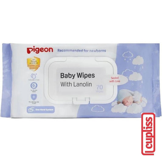 PIGEON Wet Tissue Baby Wipes Lanolin Refill 70s Tisu Basah 70 s