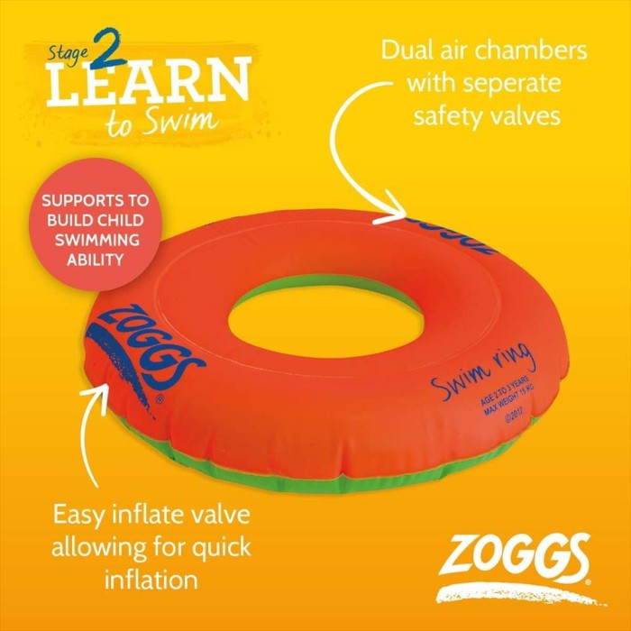 Zoggs Swim Ring 125404 Small 2-3 Year Pelampung Renang XAU212