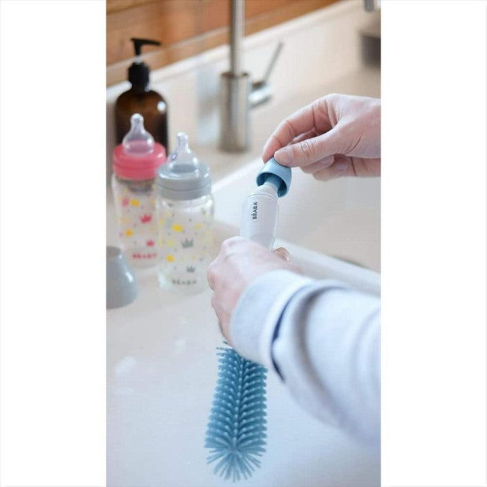BEABA Silicone Bottle Brush 2in1 Blue Sikat Botol