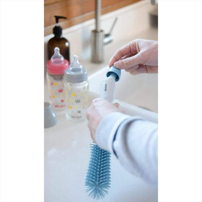 BEABA Silicone Bottle Brush 2in1 Blue Sikat Botol