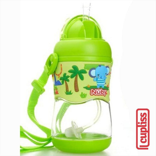 NUBY 118243 400 ml Tritan Bottle Flip it with Straw Green Botol