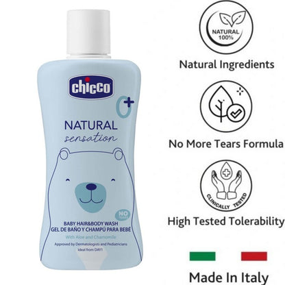 CHICCO Natural Sensation Baby Hair Body Wash Sabun Shampo Bayi D4051