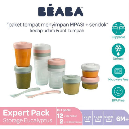 BEABA Food Meal Storage Expert Pack Set 12 Eucalyptus Wadah MPASI