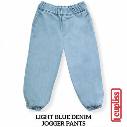 Light Blue Little Palmerhaus Jogger Denim Celana Anak
