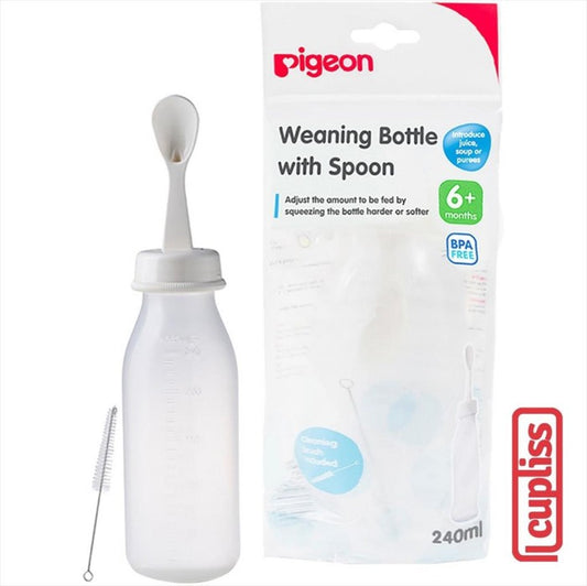 PIGEON Food Feeder 240ml Weaning Bottle 240 ml Botol Sendok