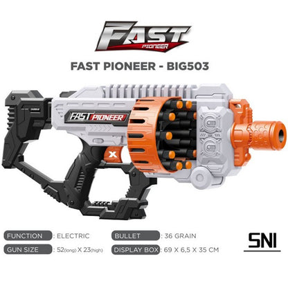FAST Pioneer Electric Machine Gun 36 Darts Pistol Mainan