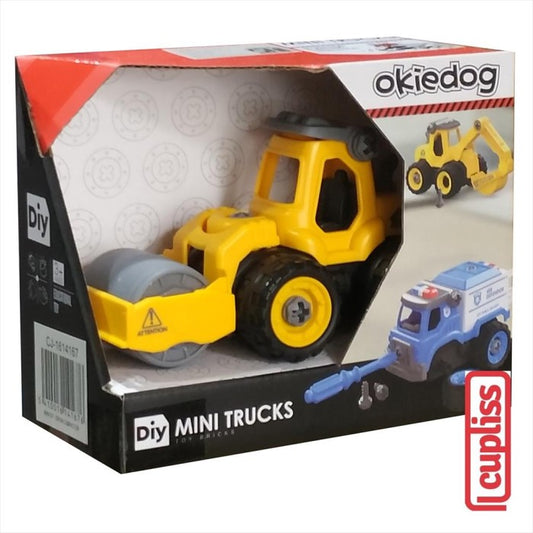 Okiedog Diy Mini Trucks Drum Compactor Mainan Bongkar Pasang Anak