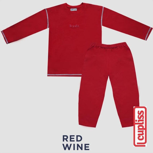 Kyds Overlocked Pjs Red Wine Piyama Anak