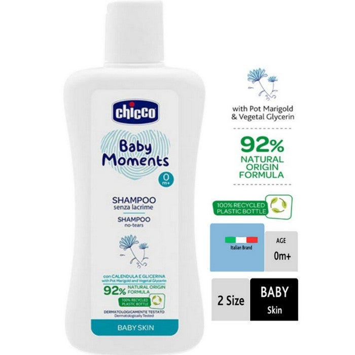 CHICCO Baby Moments Shampoo Baby Skin No Tears 200ml Sampo Bayi 200 ml 10584