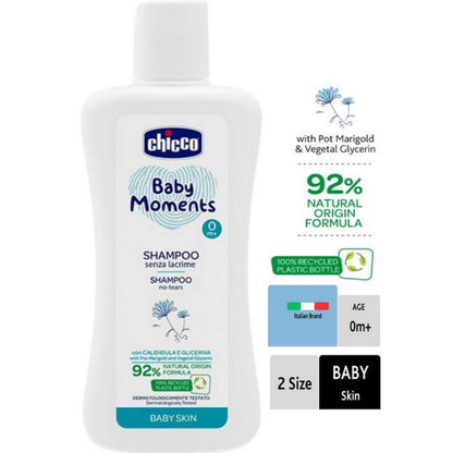 CHICCO Baby Moments Shampoo Baby Skin No Tears 200ml Sampo Bayi 200 ml 10584