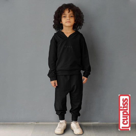 Kyds Jersey Hoodie Set Black Setelan Hoodie Anak