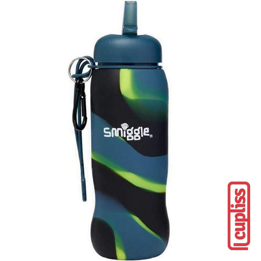 SMIGGLE Drink Bottle 441254 Soft Silicone Roll Up Vivid 630ml Botol Minum Grey