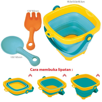 IQANGEL Foldaway Beach Bucket Set IQ0261 Mainan Ember Cetakan Pasir Anak IQ Angel