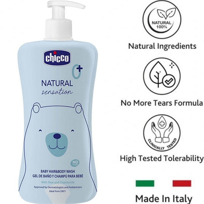 CHICCO Natural Sensation Baby Hair Body Wash Sabun Shampo Bayi D4051