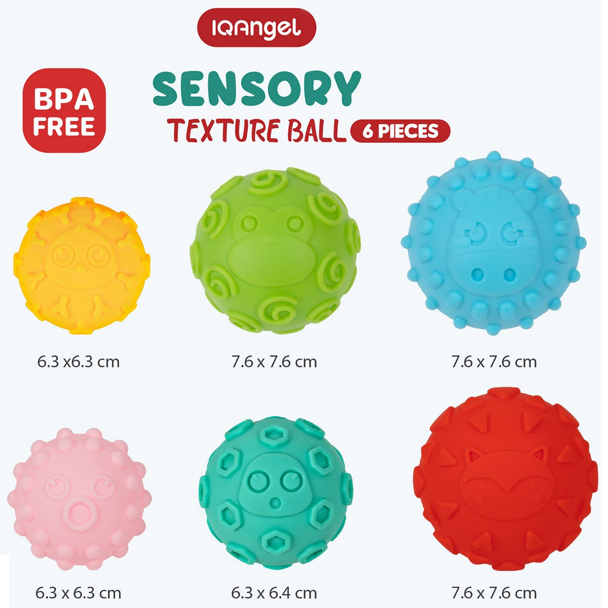 IQAngel Sensory Toy Texture Ball 6 pcs IQ0256