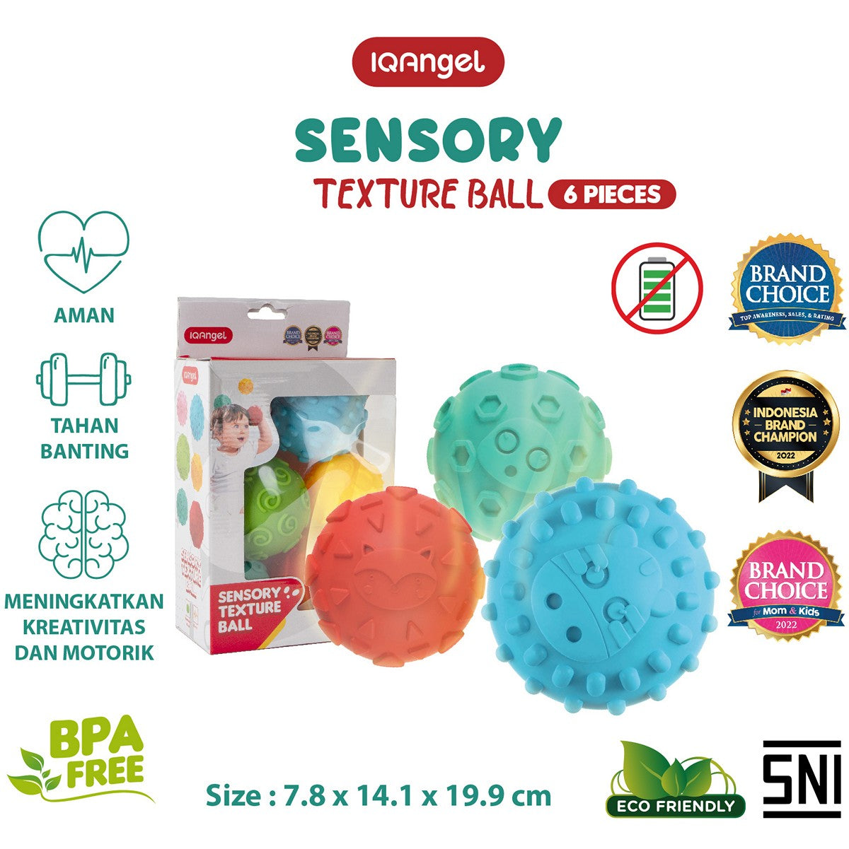 IQAngel Sensory Toy Texture Ball 6 pcs IQ0256