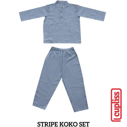 Little Palmerhaus Stripe Koko French Blue Baju Koko Anak