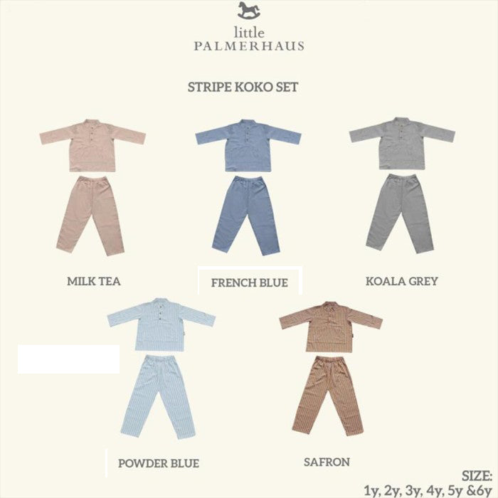 Little Palmerhaus Stripe Koko French Blue Baju Koko Anak