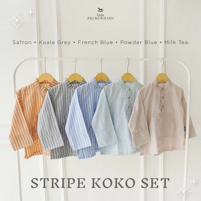 Little Palmerhaus Stripe Koko French Blue Baju Koko Anak